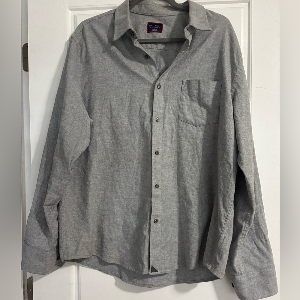UNTUCKit Men’s Long Sleeve Button-Down Shirt - Gray - Size XL